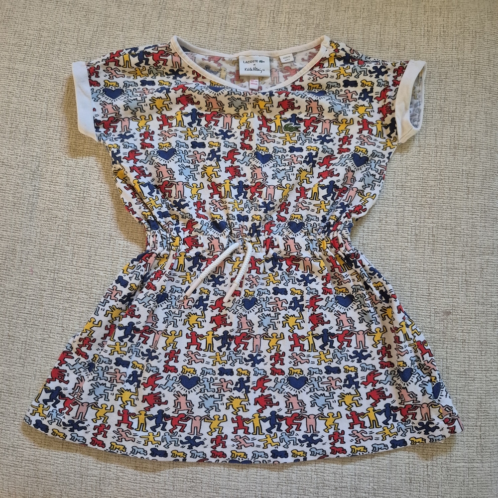 Lacoste X Keith Haring Drawstring Cotton Multicolor Dress Size 3